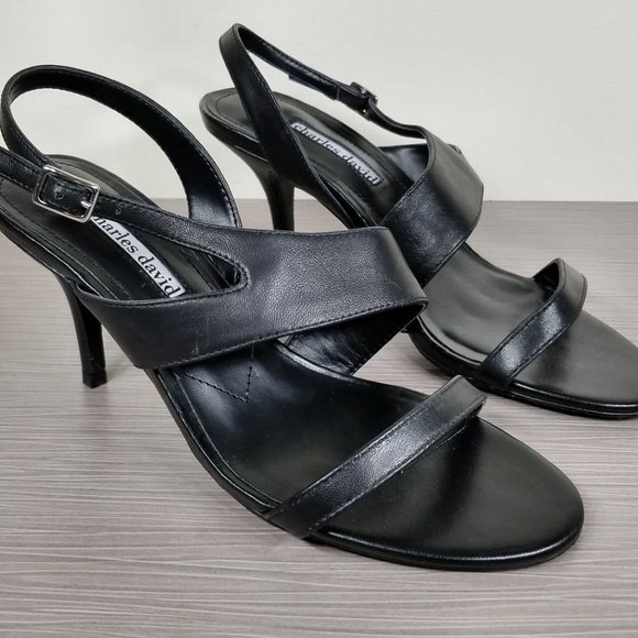 Charles David Carmina Slingback Sandal, Black Leather, Womens Various Sizes - Picture 3 of 9